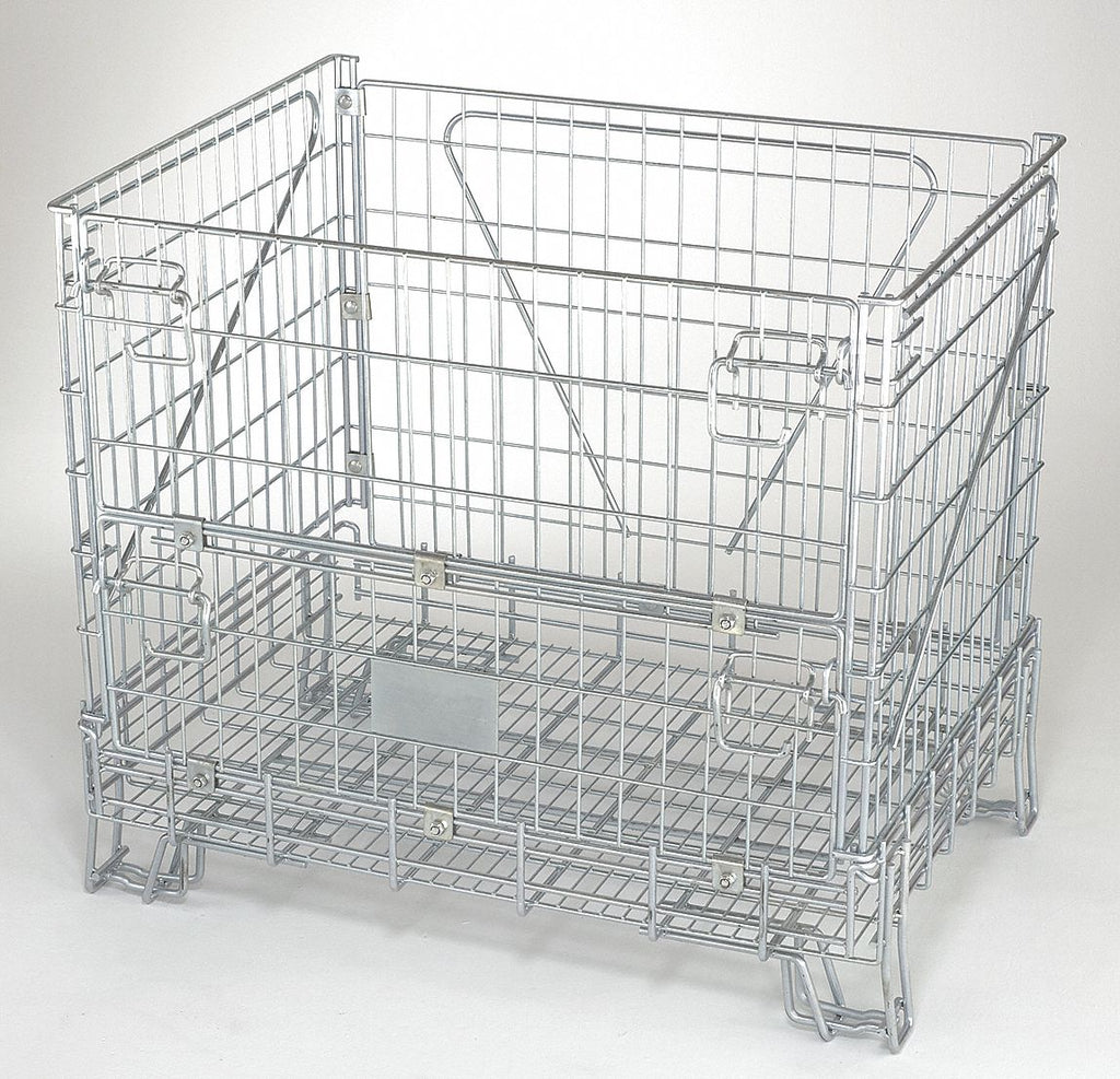 Collapsible Bulk Container, Silver, 40"H x 32"L x 42"W, 1EA