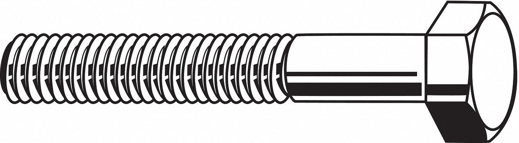 3/8"-16, Steel Hex Head Cap Screw, Grade 5, 6-1/2"L, Plain Finish, 100 PK