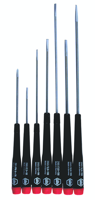 7 Piece - Precision Slotted & Phillips Screwdriver Set - #26092 - Includes: Slotted 2.5 - 4.0mm & Phillips Screwdriver #0 x 75 - Exact Tool & Supply