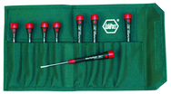 8 Piece - Precision Slotted Screwdriver Set - #26093 - Includes: .8 - 4.0mm PicoFinish - Canvas Pouch - Exact Tool & Supply
