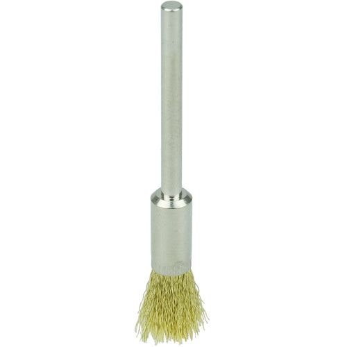 1/4″ Miniature Wire End Brush, .005″ Brass Fill, 1/8″ Stem - Exact Tool & Supply