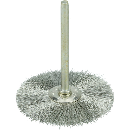 1-1/2″ Miniature Wire Wheel, .005″ Stainless Steel Fill, 1/8″ Stem - Exact Tool & Supply