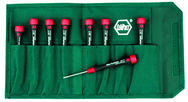 8 Piece - T5; T6; T7; T8 x 40mm; T9; T10 x 50mm; T15; T20 x 60mm - PicoFinish Precision Torx Screwdriver Set in Canvas Pouch - Exact Tool & Supply