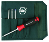 5 Piece - Drive-Loc VI Interchangeable Set - #28194 - Includes: Square # 1 # 2; Slotted 3.5 x 4.5; 5.5 x 6.5; Phillips #1 #2 - Canvas Pouch - Exact Tool & Supply