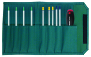 10 Piece - Drive-Loc VI Interchangeable Set - #28199 - Includes: Torx® T6 x T8; T7 x T9; T10 x T15; T20 x T25; Slotted 4.0; 6.0; Phillips #1 #2; Hex 3/32 x 7/64; 1/8 x 9/64; 5/32 x 3/16 - Canvas Pouch - Exact Tool & Supply