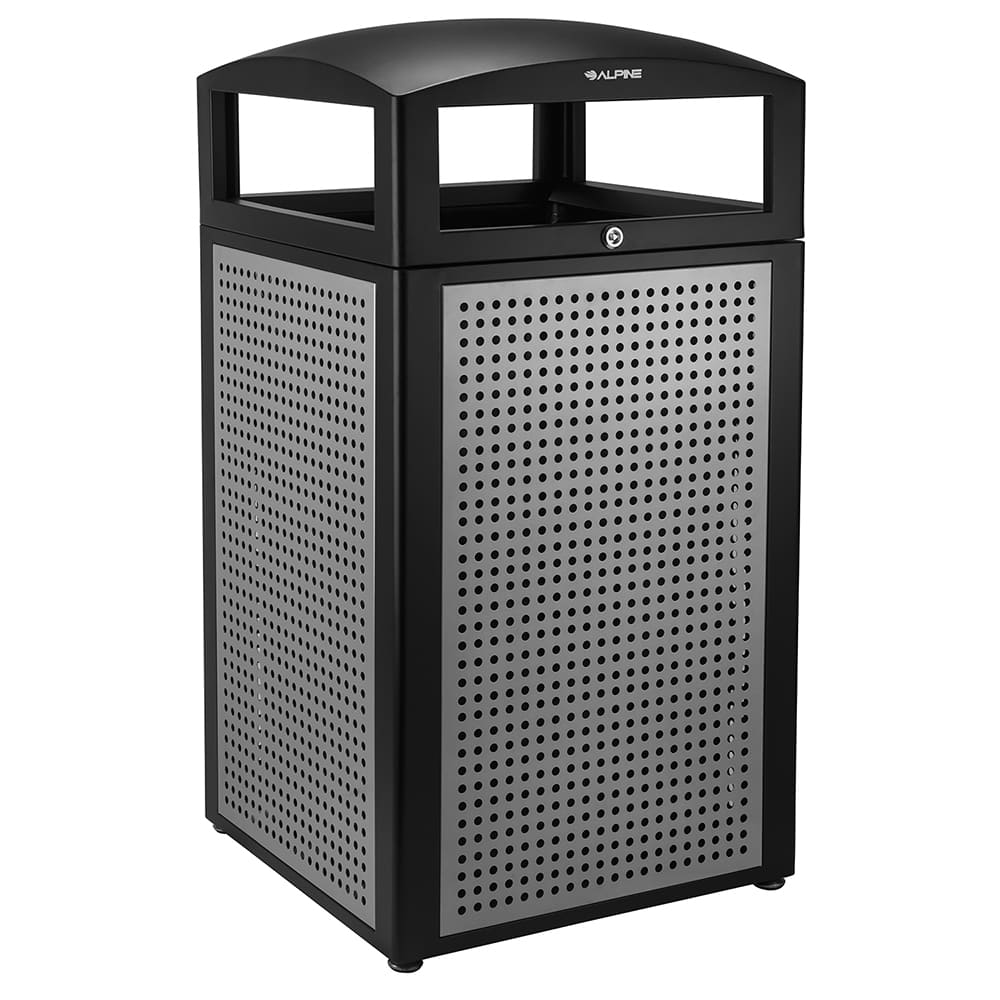 Alpine Industries - Trash Cans & Recycling Containers; Type: Trash Can ; Container Shape: Round ; Container Size: 40 gal. ; Container Graphics: None ; Color: Silver ; Finish: Smooth - Exact Tool & Supply