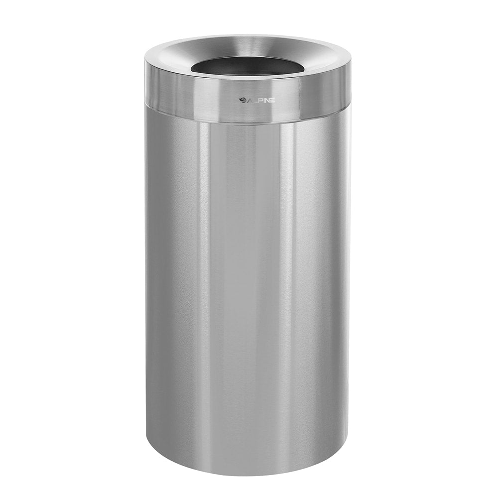 Alpine Industries - Trash Cans & Recycling Containers; Type: Trash Can ; Container Shape: Round ; Container Size: 27 Gal ; Container Graphics: None ; Color: Silver ; Finish: Smooth - Exact Tool & Supply