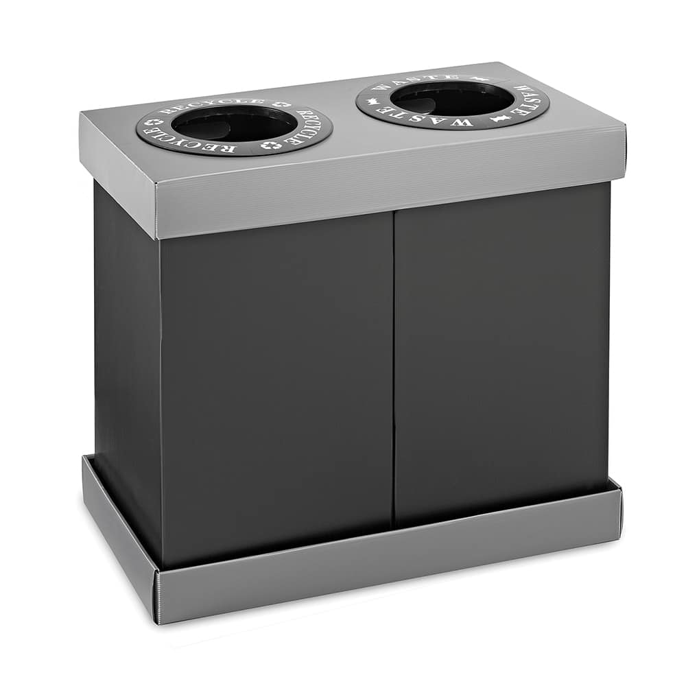 Alpine Industries - Trash Cans & Recycling Containers; Type: Recycling Center ; Container Shape: Round ; Container Size: 28 gal ; Container Graphics: None ; Color: Black ; Finish: Smooth - Exact Tool & Supply