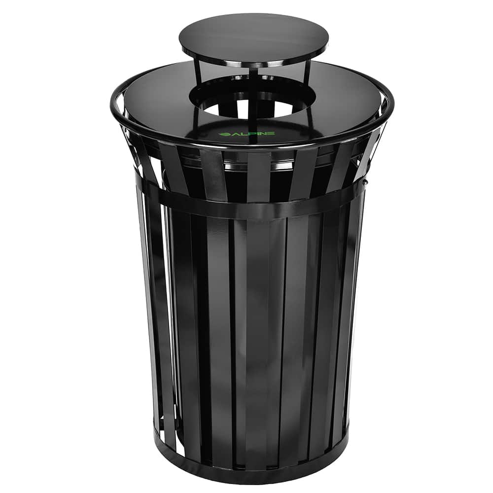 Alpine Industries - Trash Cans & Recycling Containers; Type: Trash Can ; Container Shape: Round ; Container Size: 38 gal ; Container Graphics: None ; Color: Black ; Finish: Smooth - Exact Tool & Supply