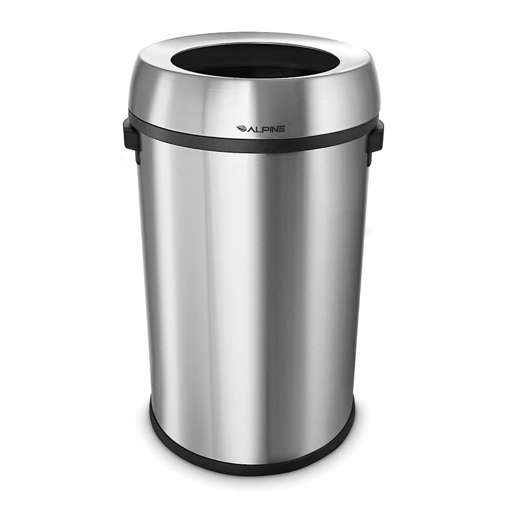 Alpine Industries - Trash Cans & Recycling Containers; Type: Trash Can ; Container Shape: Round ; Container Size: 40 L ; Container Graphics: None ; Color: Black ; Finish: Smooth - Exact Tool & Supply