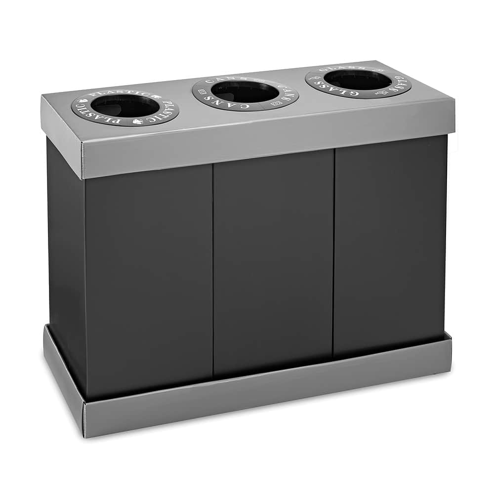 Alpine Industries - Trash Cans & Recycling Containers; Type: Recycling Center ; Container Shape: Rectangle ; Container Size: 28 gal ; Container Graphics: None ; Color: Black ; Finish: Black - Exact Tool & Supply