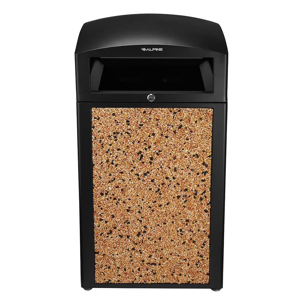 Alpine Industries - Trash Cans & Recycling Containers; Type: Trash Can ; Container Shape: Square ; Container Size: 40 gal ; Container Graphics: None ; Color: Stone ; Finish: Powder Coated - Exact Tool & Supply