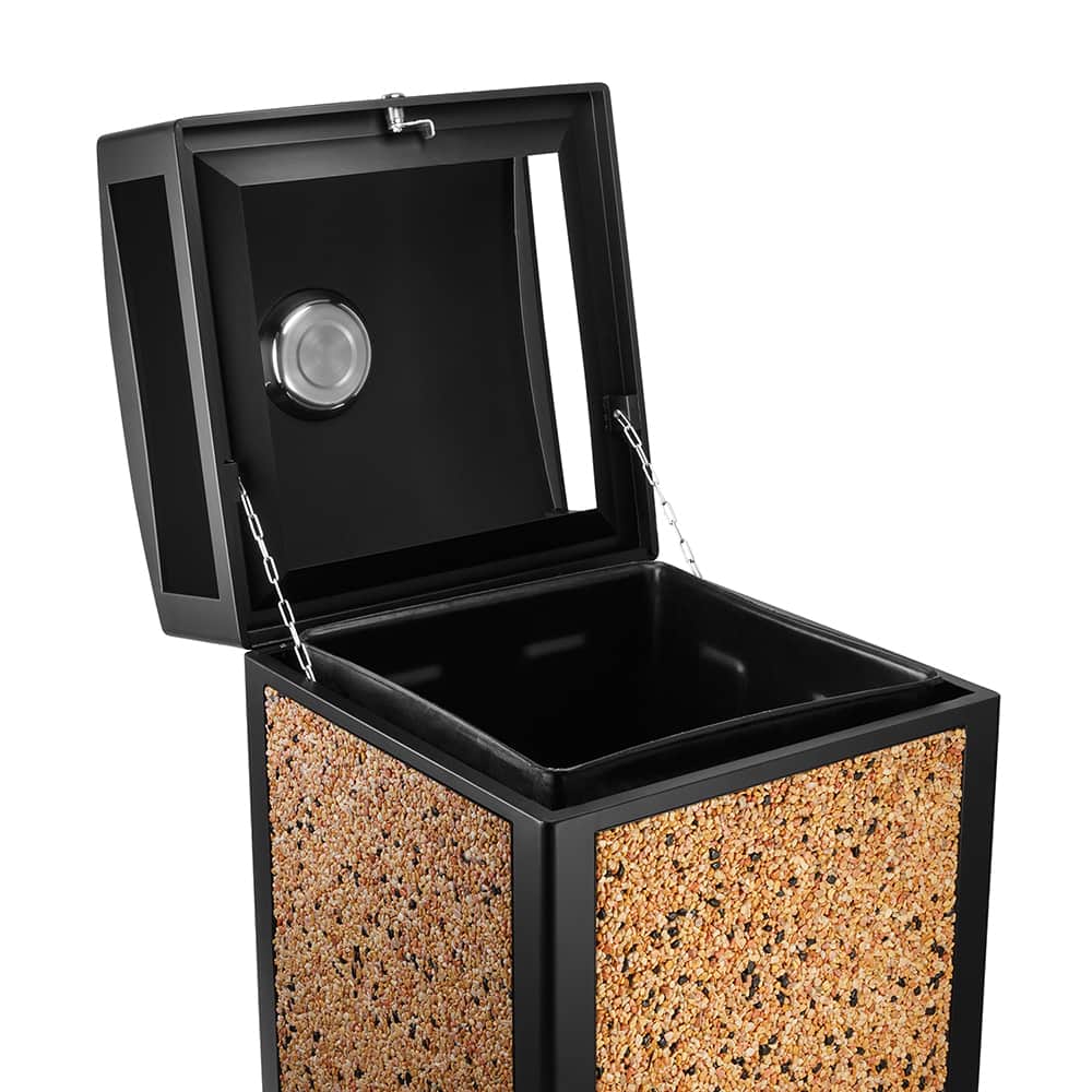 Alpine Industries - Trash Cans & Recycling Containers; Type: Trash Can ; Container Shape: Square ; Container Size: 40 gal ; Container Graphics: None ; Color: Stone ; Finish: Powder Coated - Exact Tool & Supply
