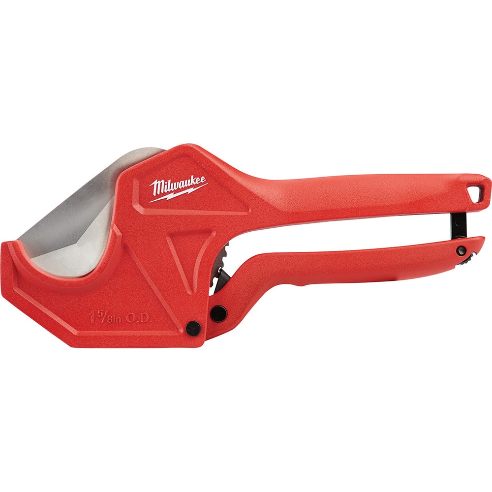 Milwaukee Tool - Pipe & Tube Cutters; Type: Ratcheting Pipe Cutter ; Maximum Pipe Capacity (Inch): 1-5/8 ; Minimum Pipe Capacity: 1/8 (Inch); Cuts Material Type: PVC ; Overall Length (Inch): 12-1/4 ; Battery Included: No - Exact Tool & Supply
