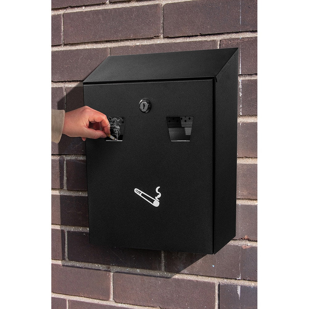 Alpine Industries - Cigarette-Waste Receptacles & Butt Cans; Type: Cigarette Disposal Station ; Material: Steel ; Wall Mount: Yes ; Height (Inch): 10.5 ; Width (Decimal Inch): 10.5000 ; Color/Finish: Black - Exact Tool & Supply