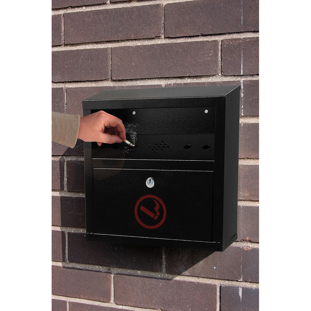 Alpine Industries - Cigarette-Waste Receptacles & Butt Cans; Type: Cigarette Disposal Bin ; Material: Steel ; Wall Mount: Yes ; Height (Inch): 12.2 ; Width (Decimal Inch): 12.2000 ; Color/Finish: Black - Exact Tool & Supply