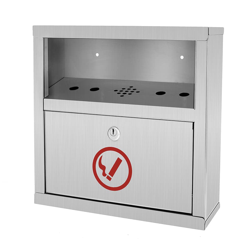 Alpine Industries - Cigarette-Waste Receptacles & Butt Cans; Type: Cigarette Disposal Bin ; Material: Stainless Steel ; Wall Mount: Yes ; Height (Inch): 12.2 ; Width (Decimal Inch): 12.2000 ; Color/Finish: Stainless Steel - Exact Tool & Supply