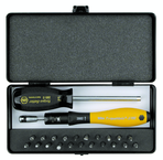 24 Piece - TorqueVario-S Handle 5-10 in lbs Micro Bit - #28591 - Includes: Slotted; Phillips; Torx®; Hex inch Micro Bits - ESD Safe - Storage Box - Exact Tool & Supply
