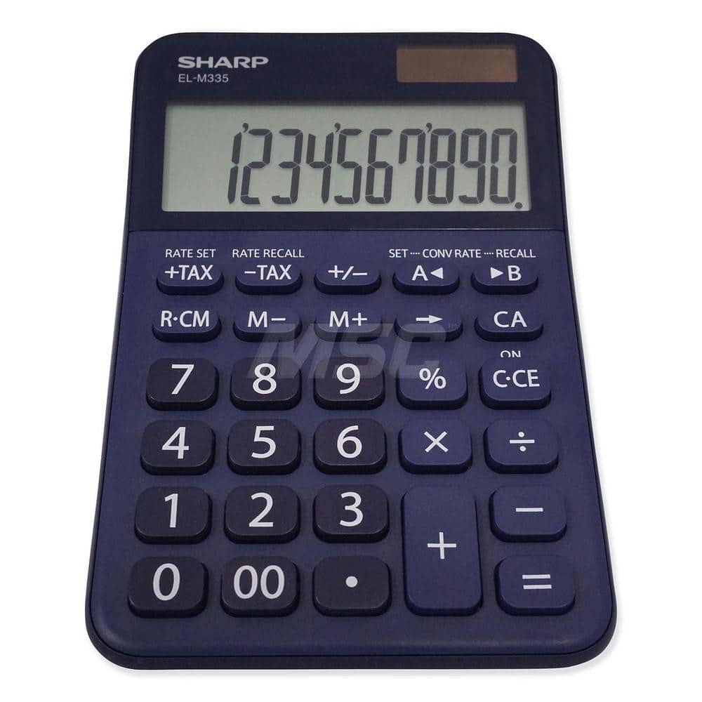 Victor - Calculators; Type: Desktop Calculator ; Type of Power: Solar/Battery ; Display Type: 10-Digit LCD ; Color: Dark Blue ; Display Size: 20mm ; Width (Decimal Inch): 3.8100 - Exact Tool & Supply