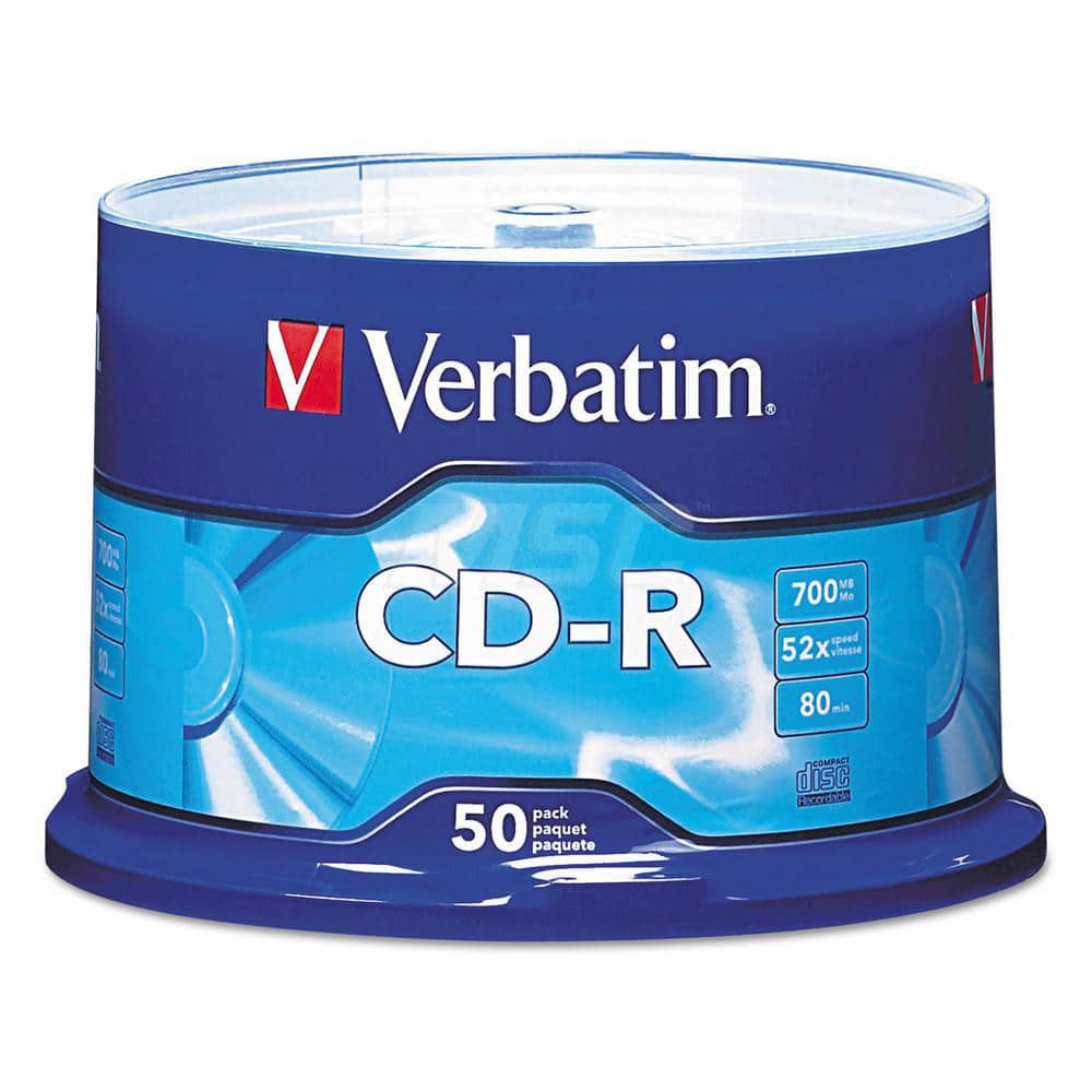 Verbatim - Office Machine Supplies & Accessories; Office Machine/Equipment Accessory Type: CD-R Discs ; For Use With: Office Use ; Storage Capacity: 700MB ; Color: Silver - Exact Tool & Supply