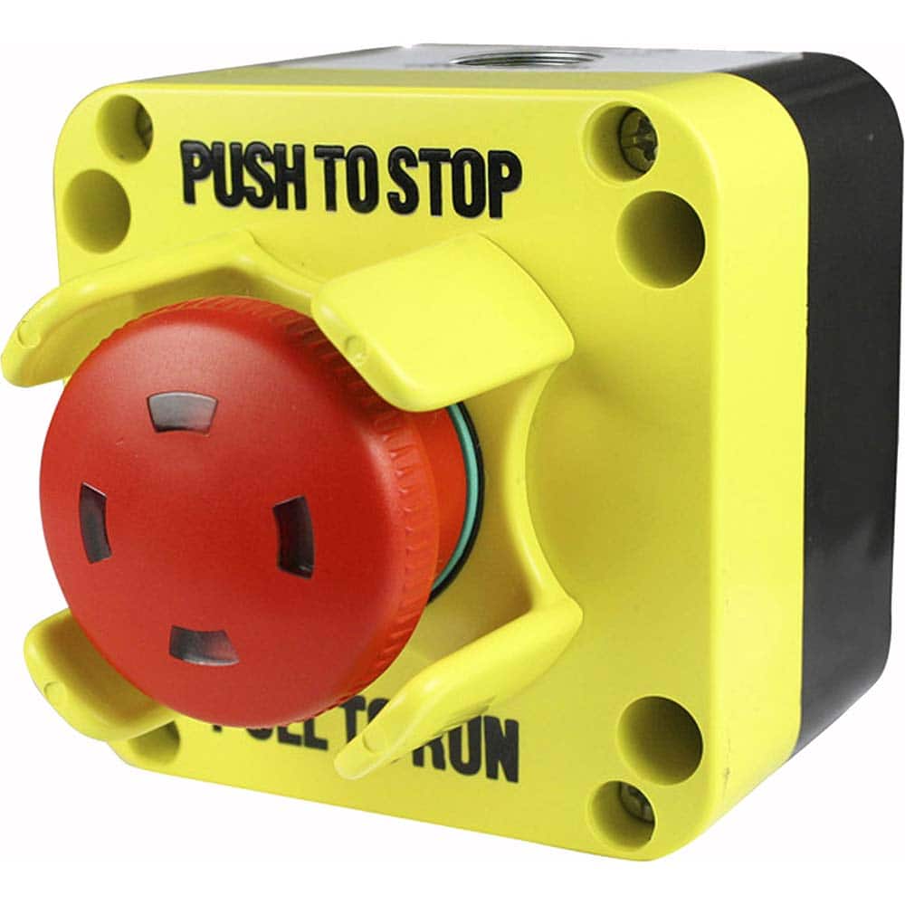 Automation Systems Interconnect - Pushbutton Control Stations; Control Station Type: Control Station ; Number of Operators: 1 ; Legend Markings: Pull to Start-Push to Stop ; Switch Action: Maintained ; Contact Configuration: 1NC ; Operator Type: Mushroom - Exact Tool & Supply