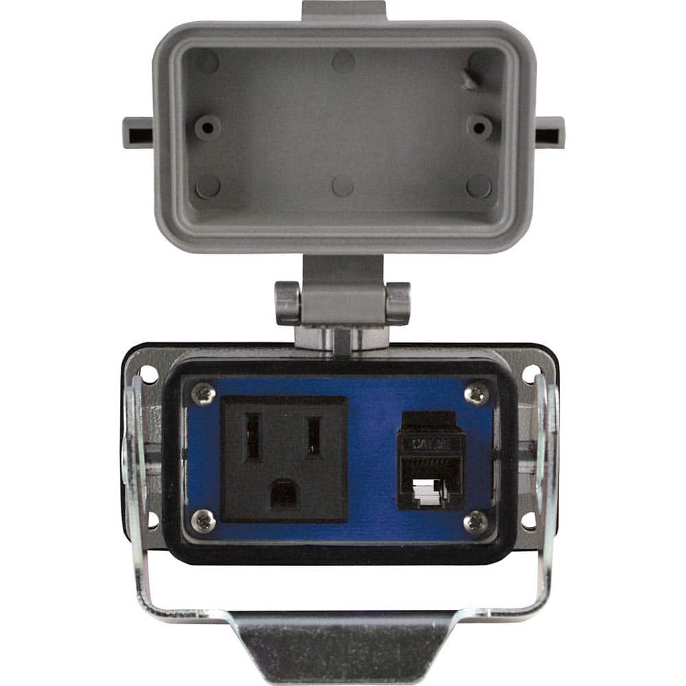 Automation Systems Interconnect - Data Port Receptacles; Receptacle Configuration: Ethernet ; Number of Ports: 1 ; Number of Power Receptacles: 1 ; Number of Switches: 0 ; Mounting Type: Base Mount ; Color: Gray - Exact Tool & Supply