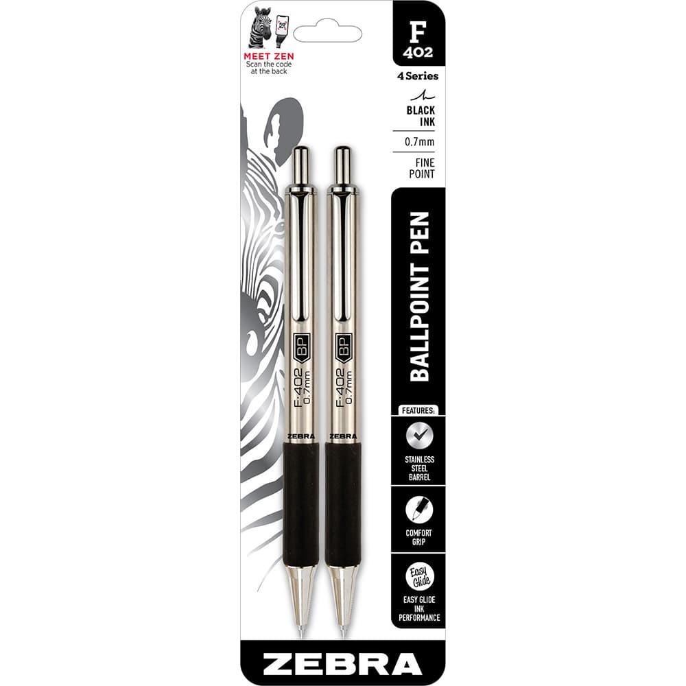 Zebra Pen - Pens & Pencils; Type: Ball Point Pen ; Color: Black ; Tip Type: 0.7MM - Exact Tool & Supply