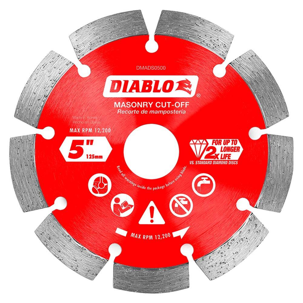 Freud - Wet & Dry-Cut Saw Blades; Blade Diameter (Inch): 5 ; Blade Material: Diamond-Tipped ; Arbor Style: Standard Round ; Arbor Hole Diameter (Inch): 0.7874; 5/8; 7/8 ; Arbor Hole Diameter (Decimal Inch): 0.7874; 5/8; 7/8 ; Application: Cutting Masonry - Exact Tool & Supply