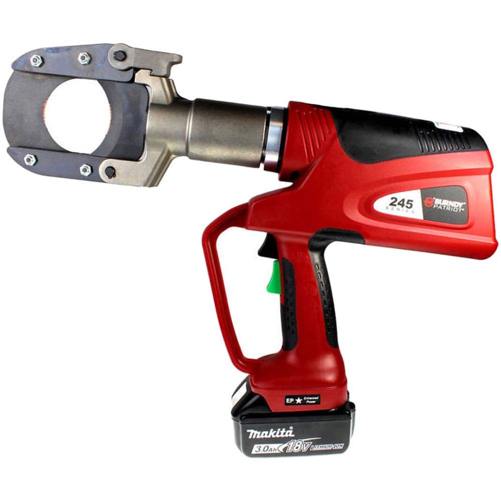 Burndy - Cordless Cutters; Voltage: 18 ; Battery Chemistry: Lithium-Ion ; Cutting Capacity: 2.45 in Copper/Aluminum ; Battery Included: (2) Li-Ion batteries ; Includes: (2) 3 Ah Lithium-Ion Batteries; 120 V ac Charger; Hard Case; Lanyard - Exact Tool & Supply