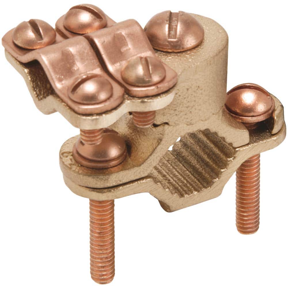 Burndy - Grounding Clamps; Clamp Type: Grounding Clamp ; Compatible Rod Diameter (Inch): 3/8-1 ; Minimum Compatible Pipe Size (Inch): 1/2 ; Maximum Compatible Pipe Size (Inch): 1 ; Compatible Wire Size (AWG): 8-4/0 ; Overall Length (Inch): 2.65 - Exact Tool & Supply