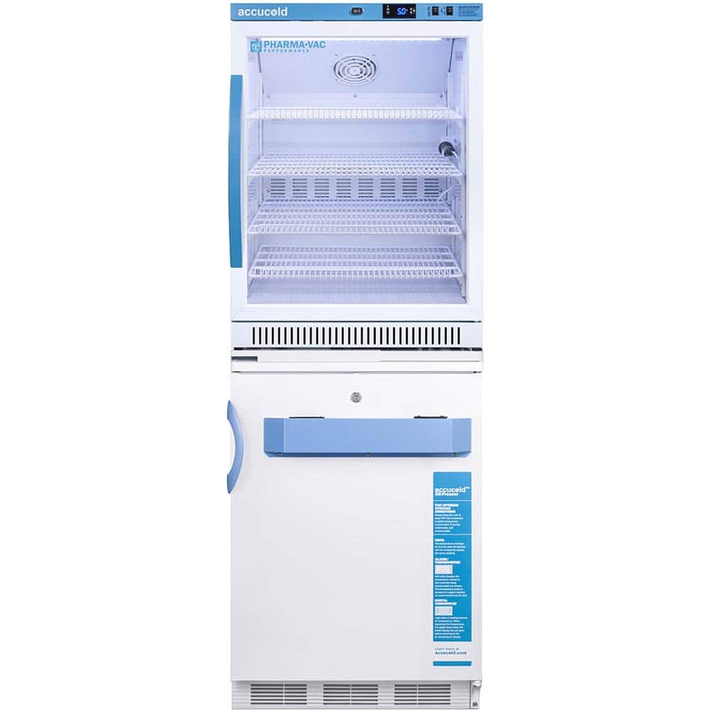 Accucold - Laboratory Refrigerators and Freezers; Type: Pharmacy, Medical-Laboratory Combination Refrigerator/Freezer ; Volume Capacity: 9 Cu. Ft. ; Minimum Temperature (C): 2.00 ; Maximum Temperature (C): 8.00 ; Width (Inch): 23.38 ; Depth (Inch): 24.38 - Exact Tool & Supply