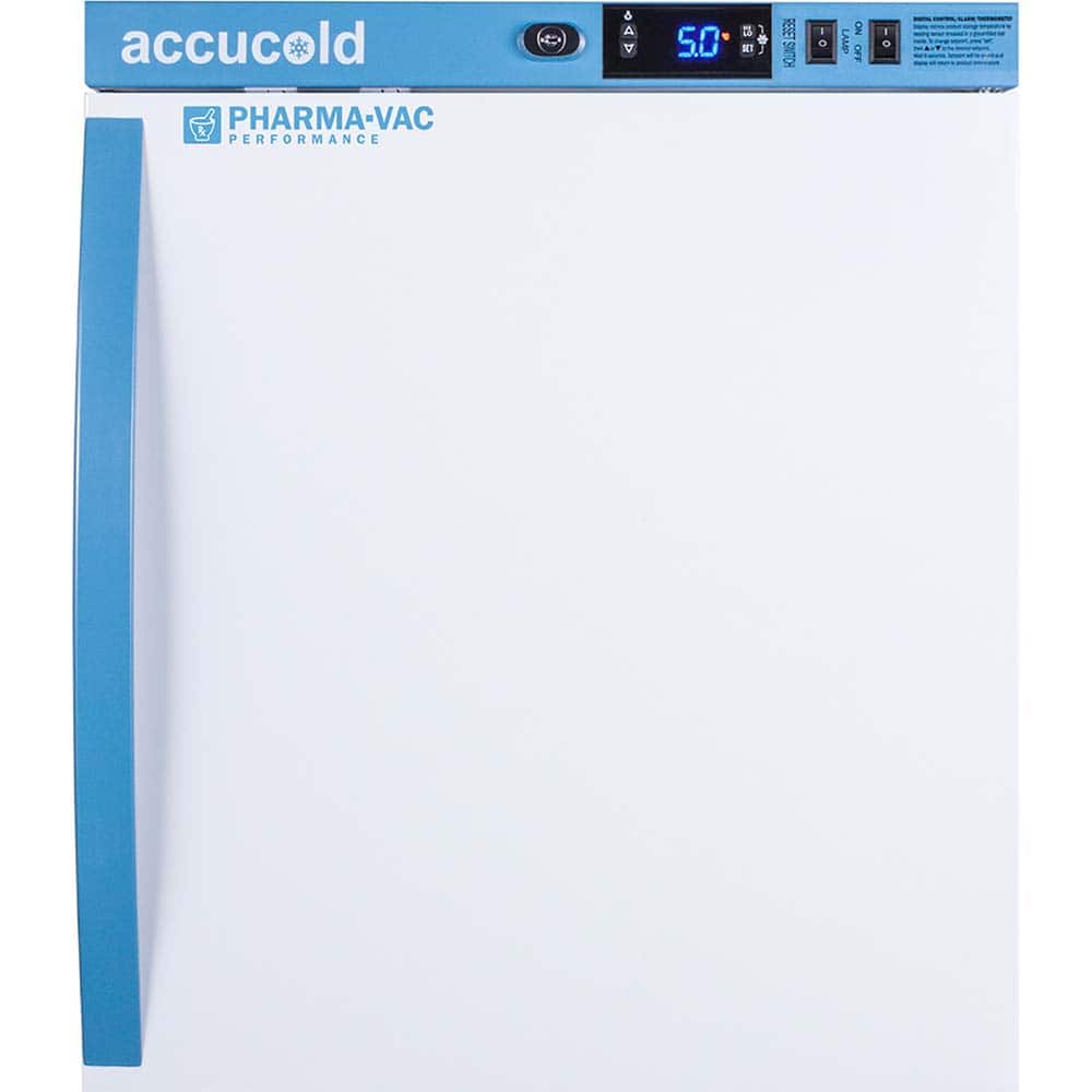 Accucold - Laboratory Refrigerators and Freezers; Type: Pharmacy, Medical-Laboratory Refrigerator ; Volume Capacity: 1 Cu. Ft. ; Minimum Temperature (C): 2.00 ; Maximum Temperature (C): 8.00 ; Width (Inch): 17.5 ; Depth (Inch): 19.75 - Exact Tool & Supply
