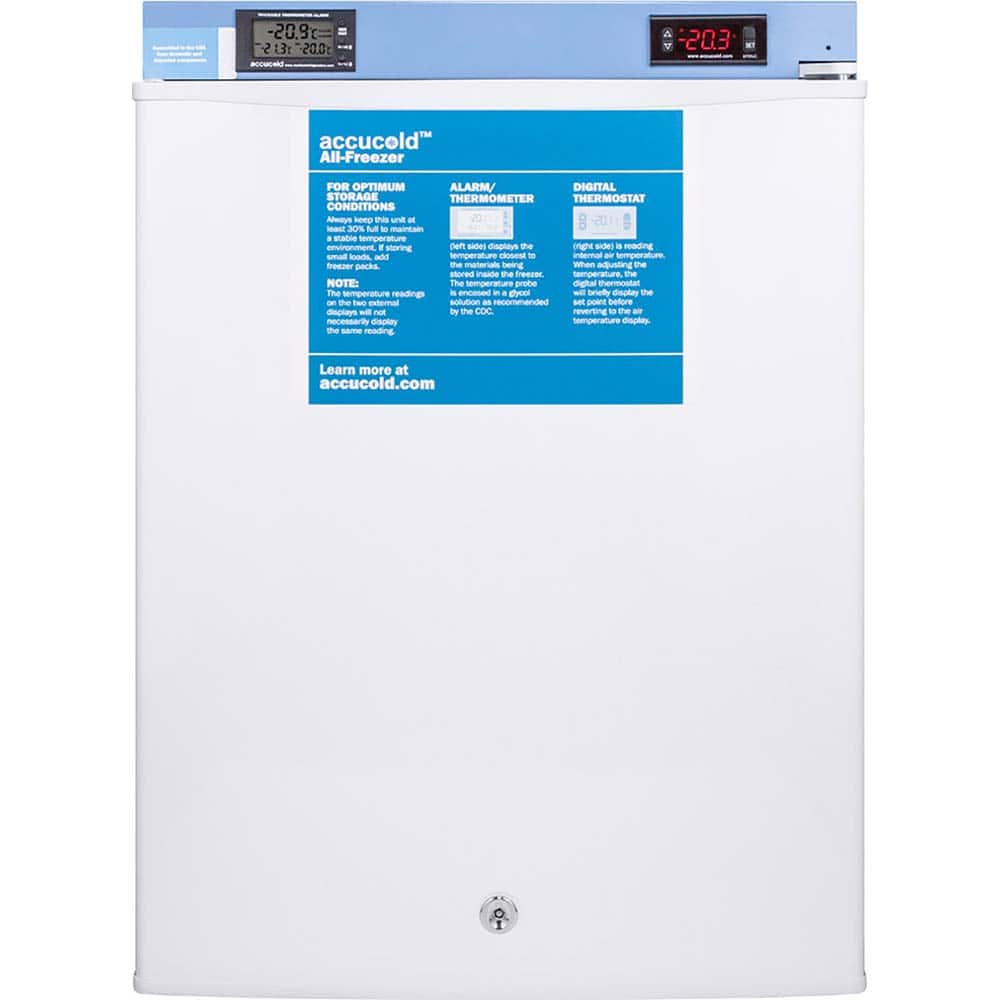 Accucold - Laboratory Refrigerators and Freezers; Type: Pharmacy, Medical-Laboratory Freezer ; Volume Capacity: 2 cu. Ft. ; Minimum Temperature (C): -20.00 ; Maximum Temperature (C): -15.00 ; Width (Inch): 18.5 ; Depth (Inch): 17.75 - Exact Tool & Supply