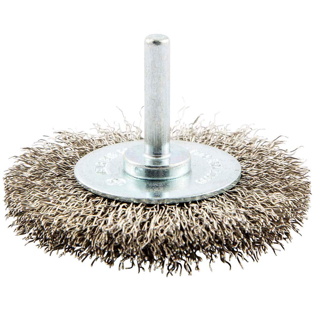 Norton - 3" OD, Crimped Stainless Steel Wheel Brush - Exact Tool & Supply