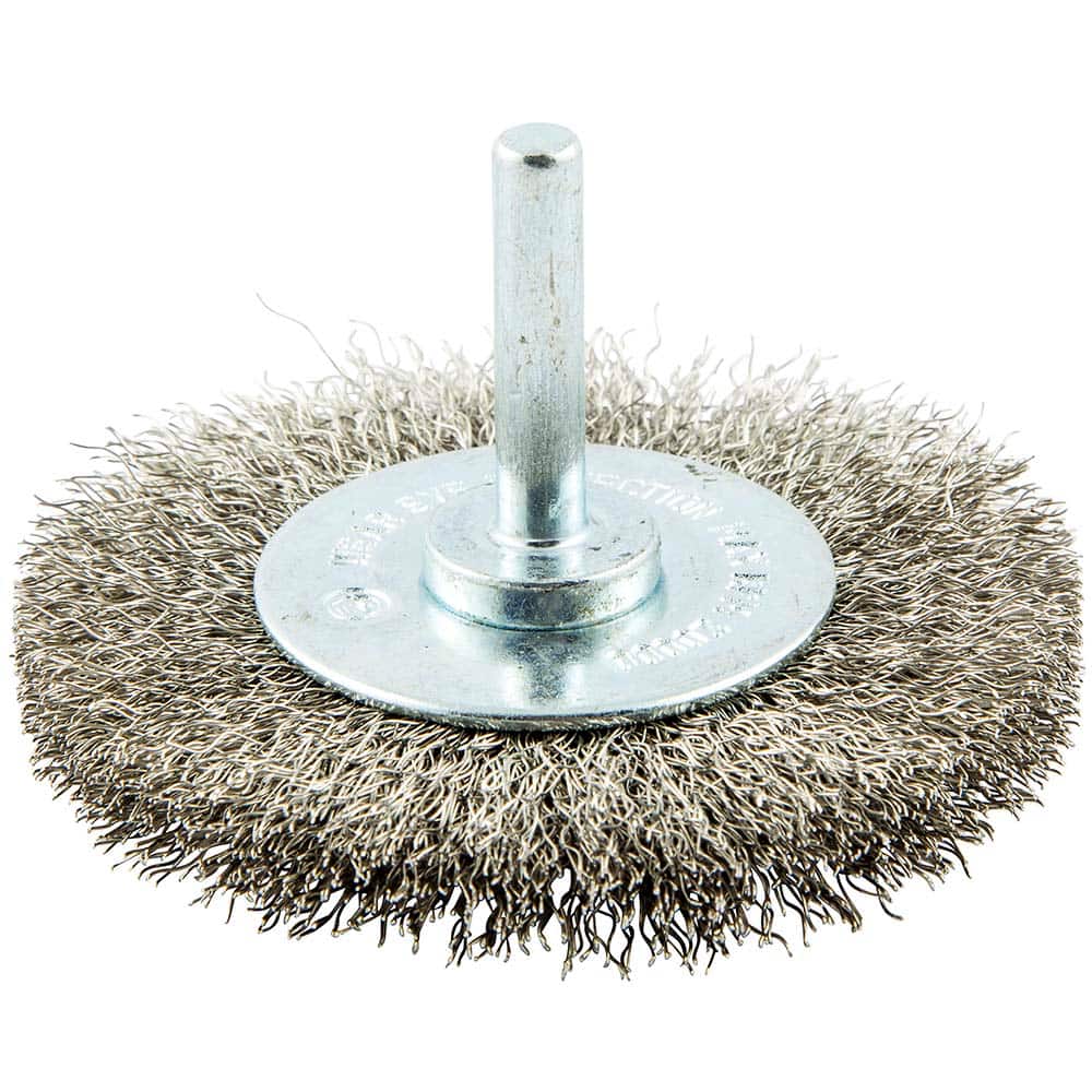 Norton - 3" OD, Crimped Stainless Steel Wheel Brush - Exact Tool & Supply