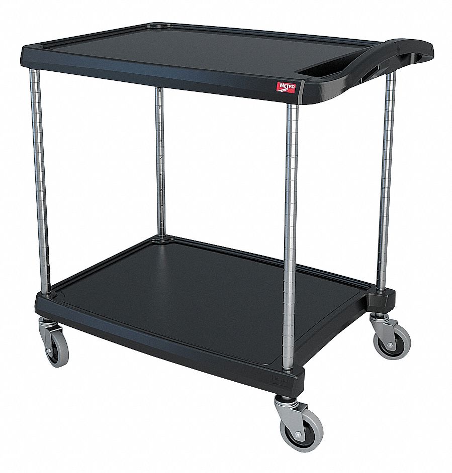 Polymer Flat Handle Utility Cart, 300 lb. Load Capacity, Number of Shelves: 2