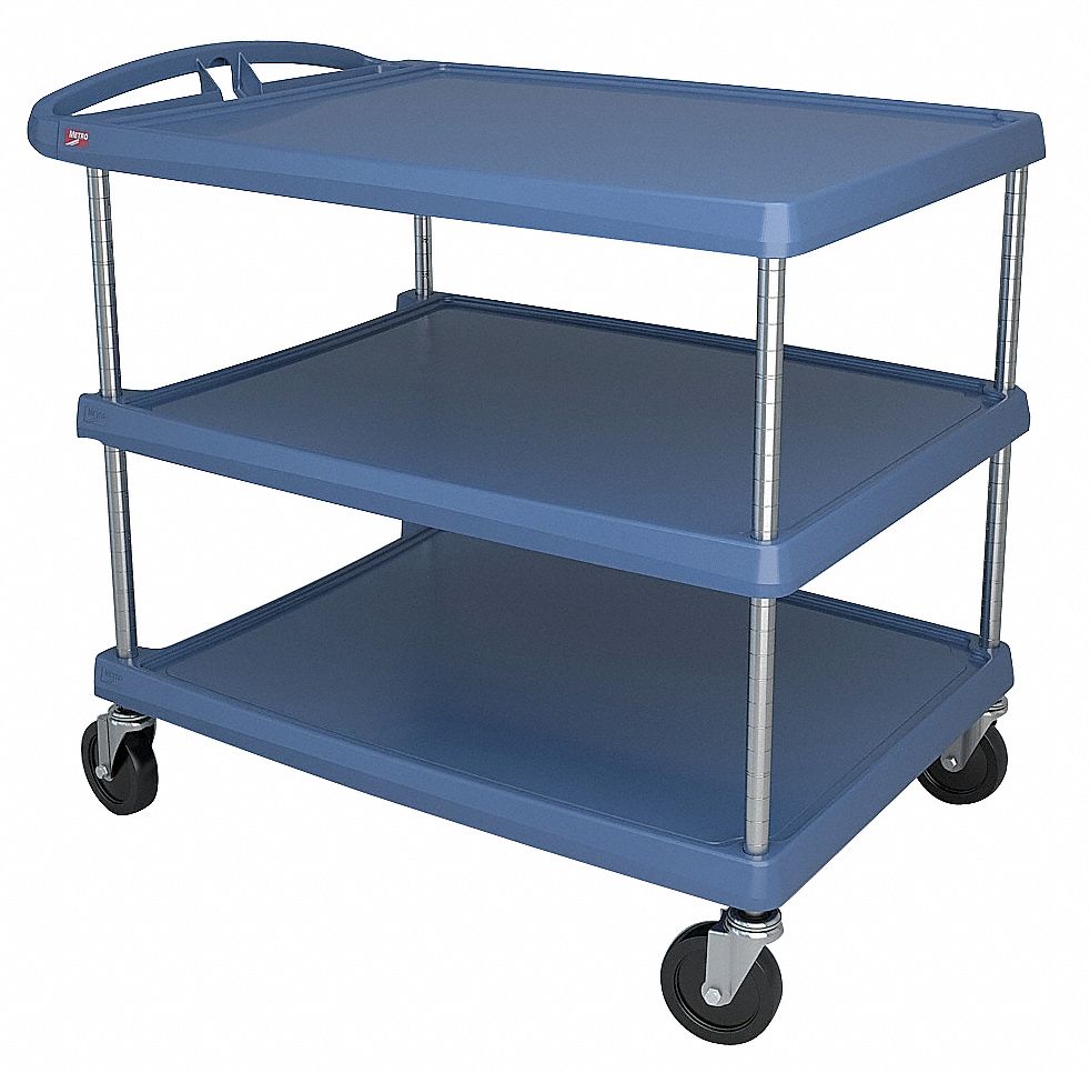 Polymer Raised Handle Utility Cart, 500 lb. Load Capacity, Number of Shelves: 3