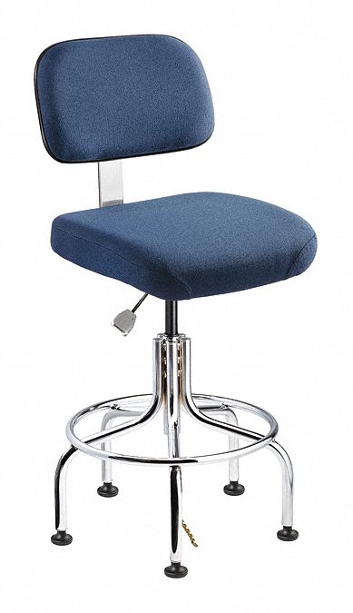 Fabric Ergonomic ESD Task Chair with 25" to 30" Seat Height Range and 300 lb. Weight Capacity, Navy