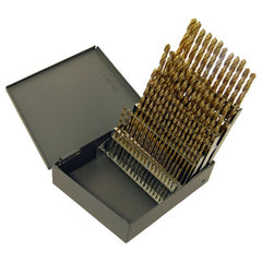 #1-#60 RHS / RHC HSS 135 Degree Split Point Heavy Duty Jobber Length Drill Set - TiN - Exact Tool & Supply
