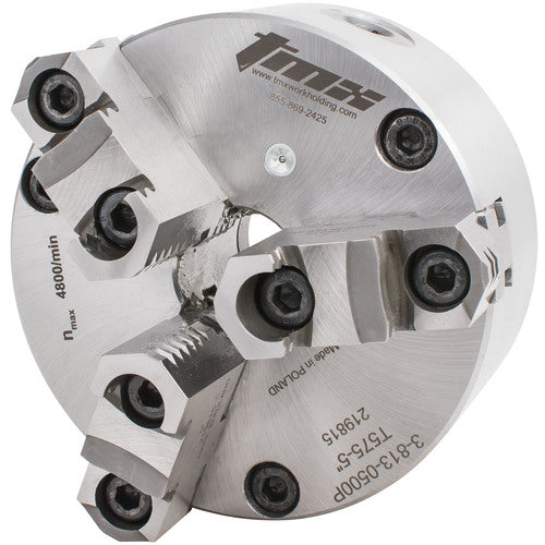 3-Jaw (Two Piece) Precision Forged Steel Scroll Front Mount Plain Back Chuck 12″ - Exact Tool & Supply