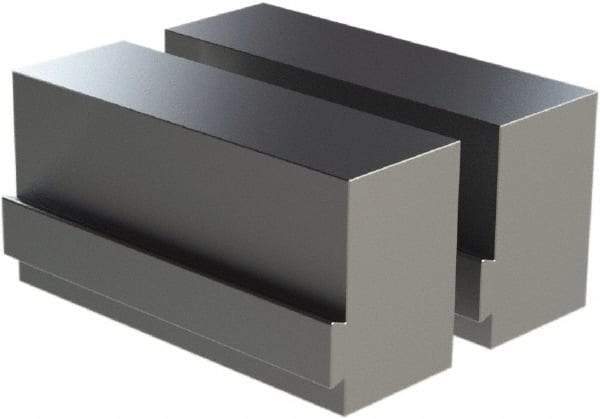 CarveSmart - 2" Wide x 3" High x 2" Thick, Flat/No Step Vise Jaw - Soft, Aluminum, Fixed Jaw, Compatible with 6" Vises - Exact Tool & Supply