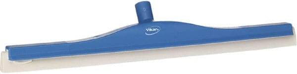 Vikan - 24" Foam Rubber Blade Floor Squeegee - Double Edge, Blue, Plastic Holder - Exact Tool & Supply