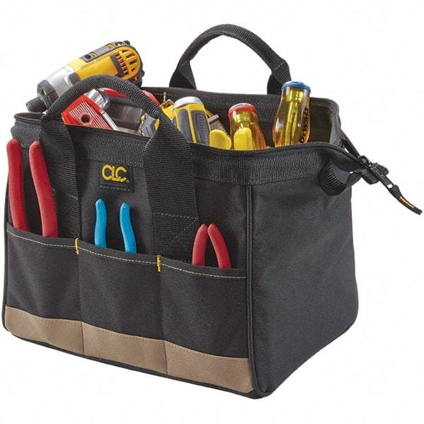 CLC - 14 Pocket Black & Khaki Polyester Tool Bag - 14" Wide x 8-1/2" Deep x 8" High - Exact Tool & Supply