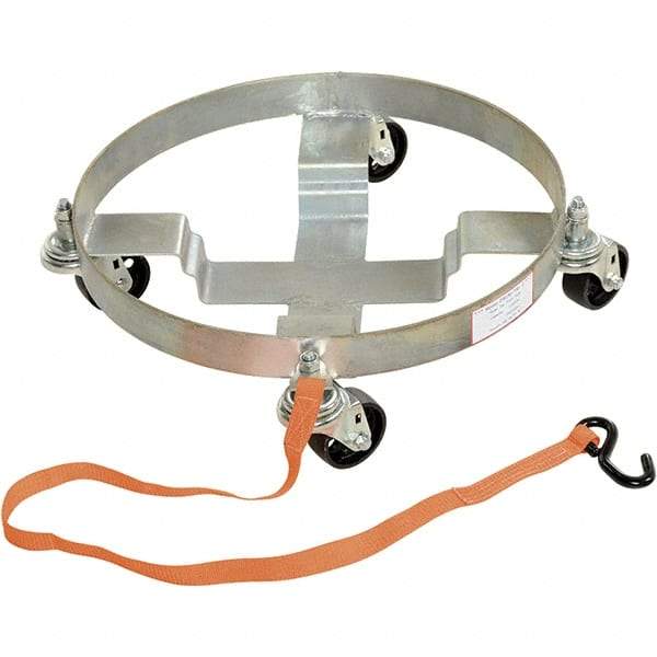 Vestil - 1,200 Lb Load Capacity, 30 Gal Drum Dolly - 2-1/2" High, 4 Wheels - Exact Tool & Supply