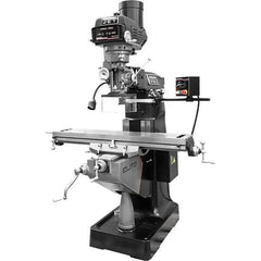 Jet - 9" Table Width x 49" Table Length, Variable Speed Pulley Control, 3 Phase Knee Milling Machine - R8 Spindle Taper, 3 hp - Exact Tool & Supply