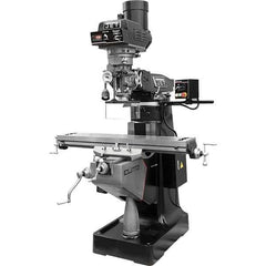 Jet - 9" Table Width x 49" Table Length, Electronic Variable Speed Control, 3 Phase Knee Milling Machine - R8 Spindle Taper, 3 hp - Exact Tool & Supply