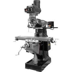 Jet - 9" Table Width x 49" Table Length, Electronic Variable Speed Control, 3 Phase Knee Milling Machine - R8 Spindle Taper, 3 hp - Exact Tool & Supply