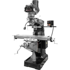 Jet - 9" Table Width x 49" Table Length, Variable Speed Pulley Control, 3 Phase Knee Milling Machine - R8 Spindle Taper, 3 hp - Exact Tool & Supply