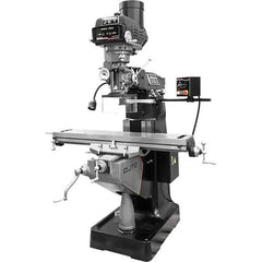 Jet - 9" Table Width x 49" Table Length, Variable Speed Pulley Control, 3 Phase Knee Milling Machine - R8 Spindle Taper, 3 hp - Exact Tool & Supply