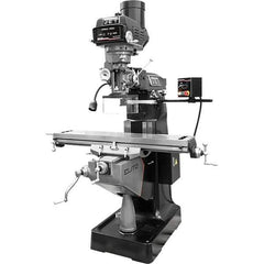 Jet - 9" Table Width x 49" Table Length, Variable Speed Pulley Control, 3 Phase Knee Milling Machine - R8 Spindle Taper, 3 hp - Exact Tool & Supply